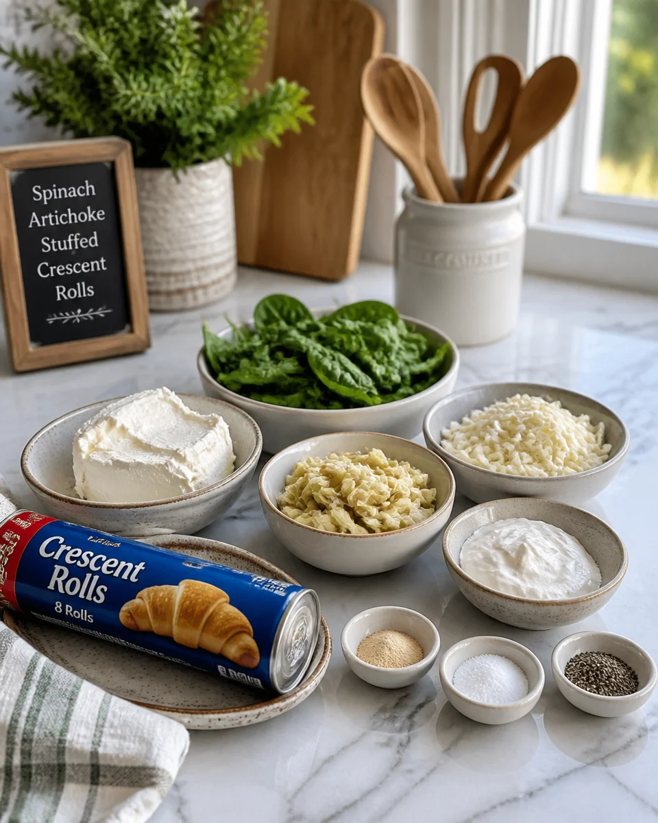 Spinach Artichoke Stuffed Crescent Rolls