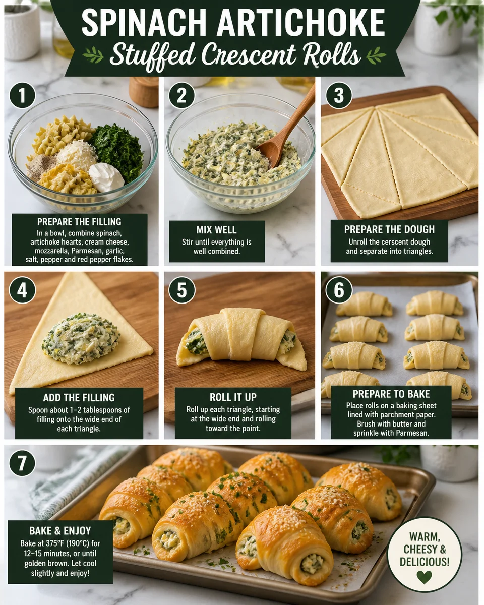 Spinach Artichoke Stuffed Crescent Rolls