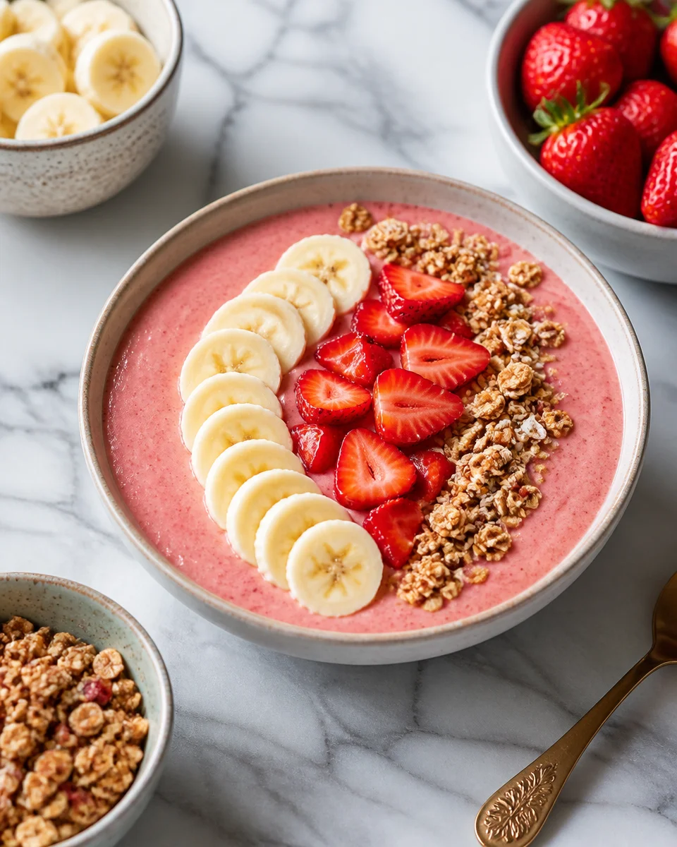 Strawberry Banana Smoothie Bowl with Toppings