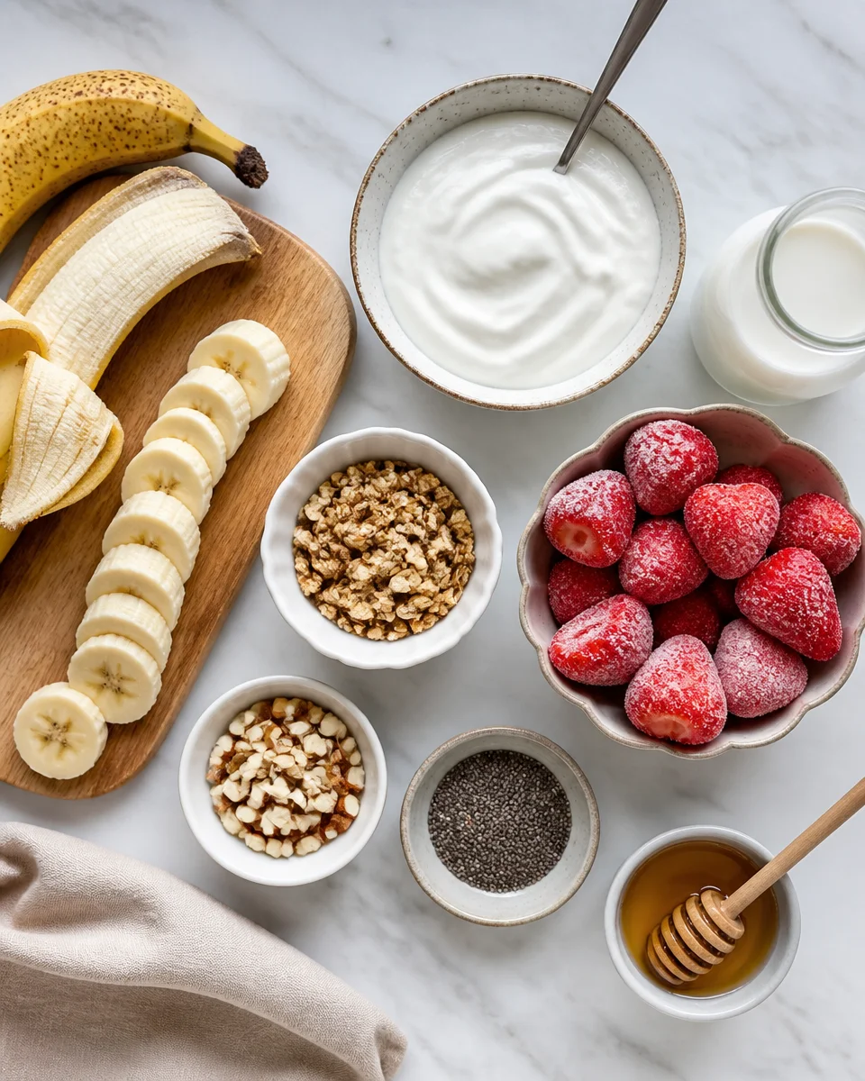 Strawberry Banana Smoothie Bowl with Toppings