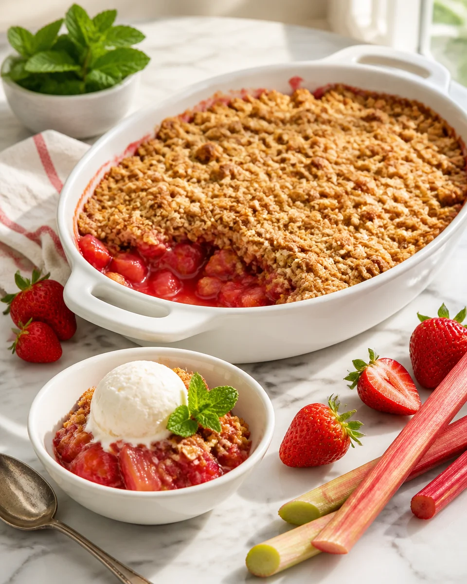 Strawberry Rhubarb Crisp with Oat Topping