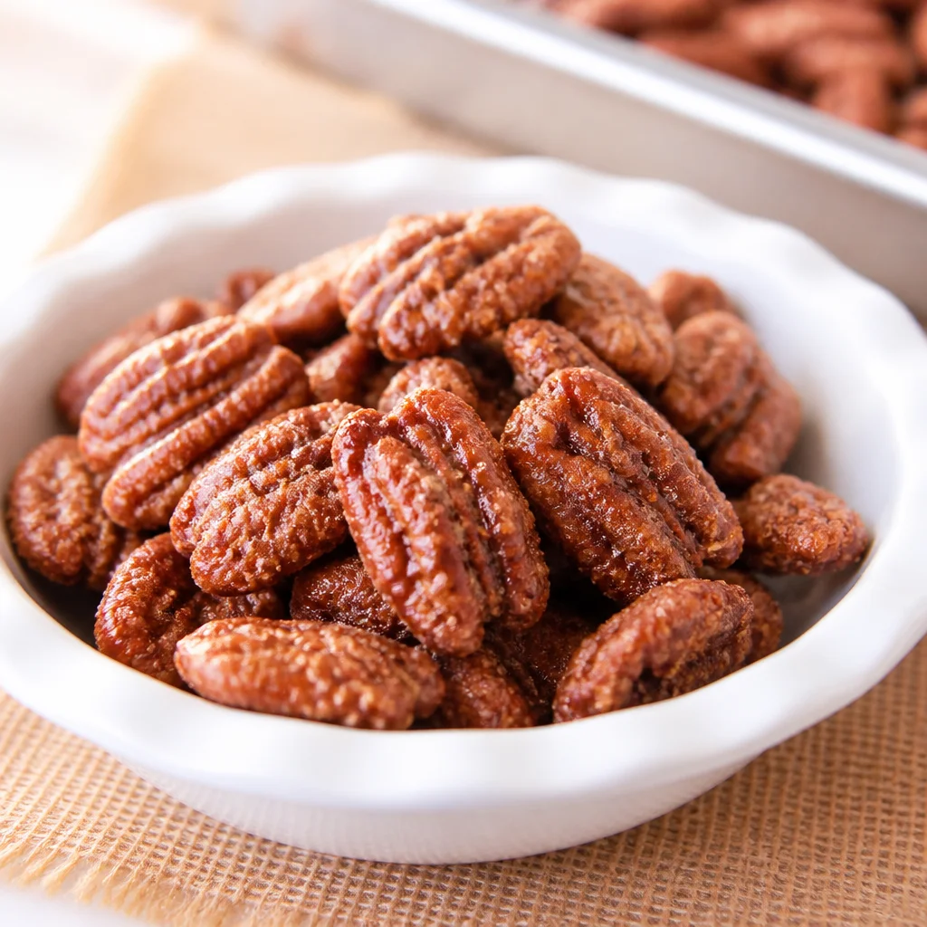 Sweet and spicy candied pecans with brown sugar and cayenne pepper