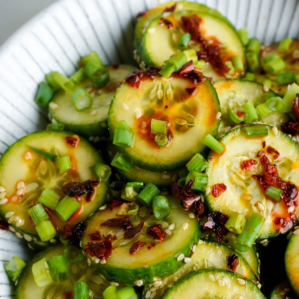 Viral Cucumber Salad recipe from TikTok with fresh ingredients and bold flavors.