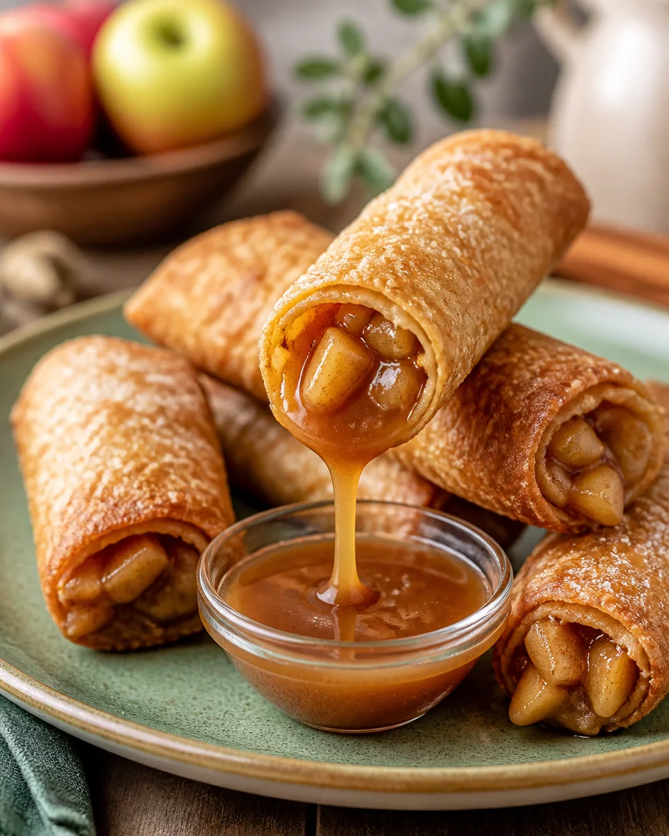 Apple Pie Egg Rolls with Caramel Sauce