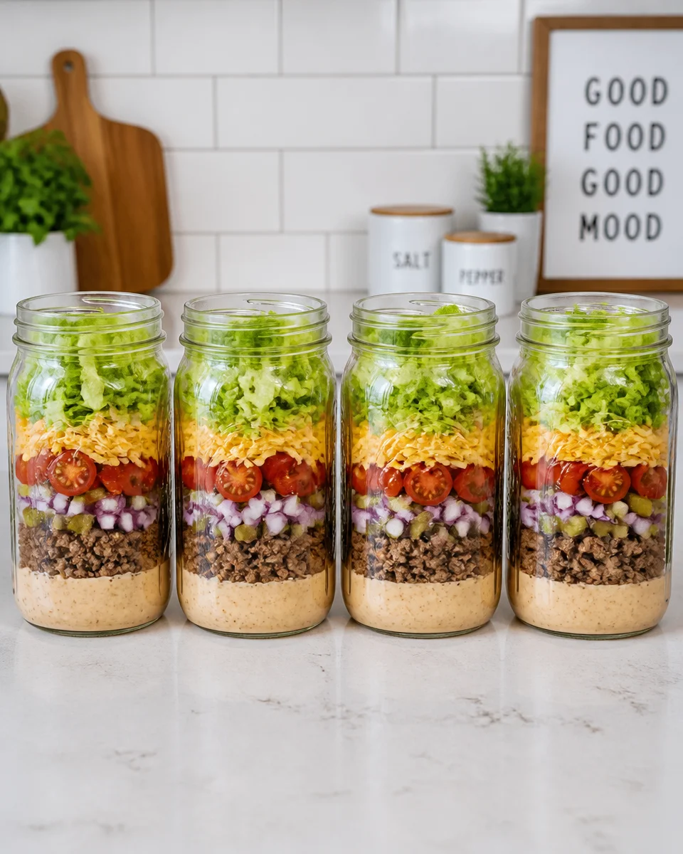 Big Mac Salad in a Jar