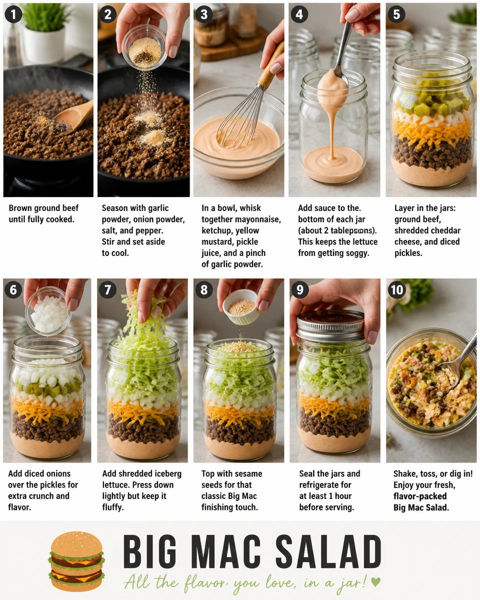 Big Mac Salad in a Jar