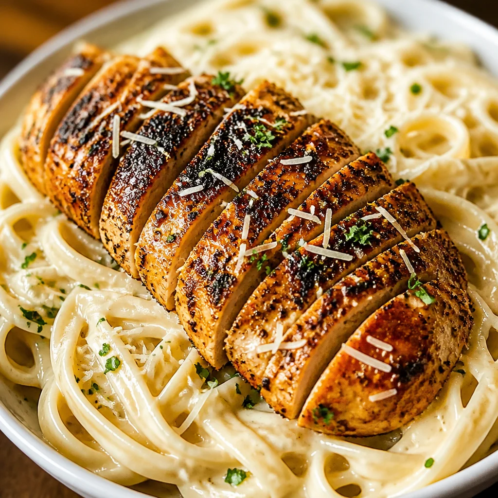 Delicious Blackened Chicken Alfredo with Cajun-spiced chicken and creamy sauce.