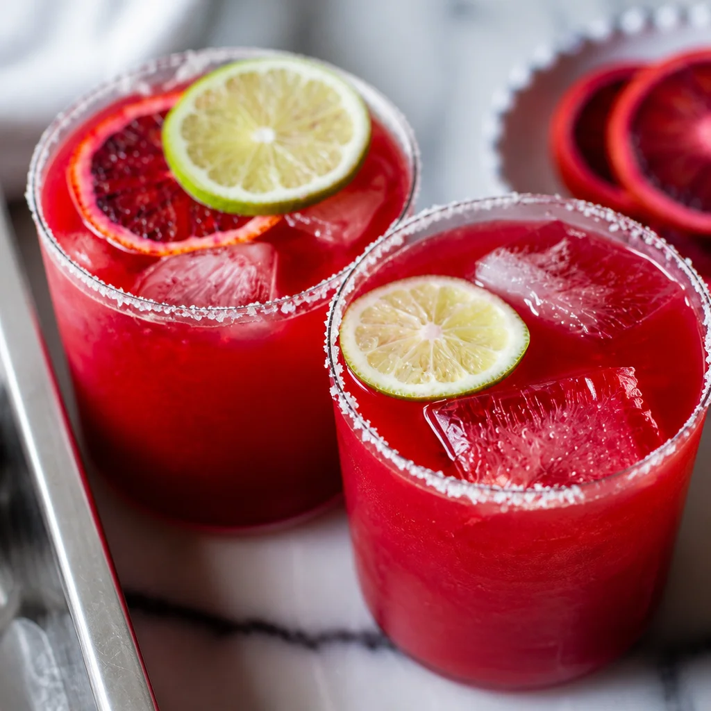 Refreshing Blood Orange Margarita cocktail with fresh ingredients and vibrant color.