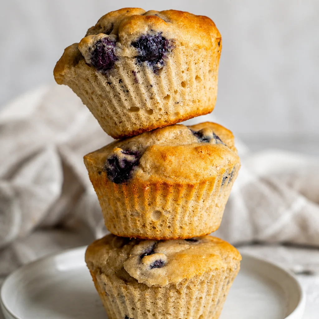 Delicious Blueberry Protein Muffins fresh out of the oven, low-calorie and high-protein.