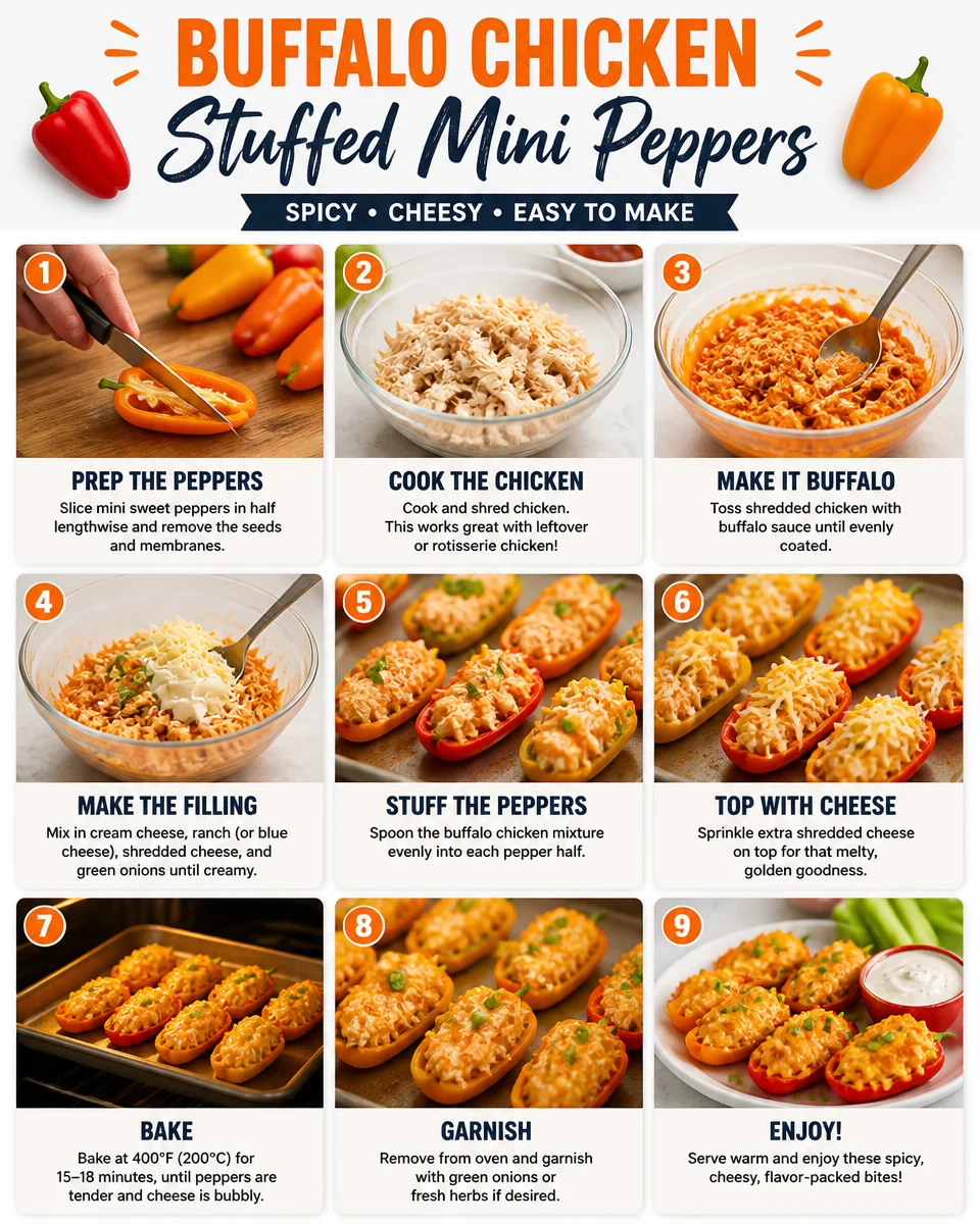 Buffalo Chicken Stuffed Mini Peppers