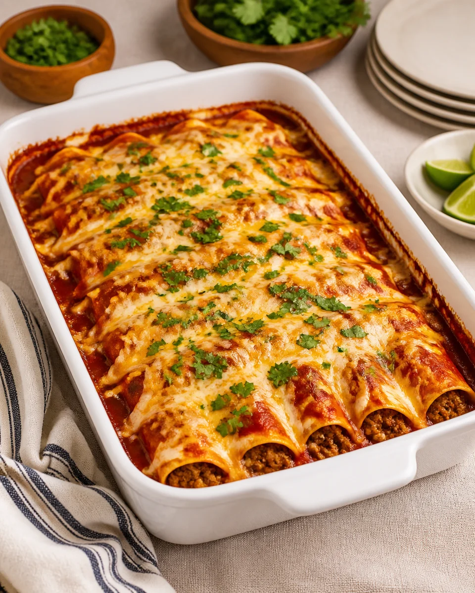 Cheesy Ground Beef Enchiladas