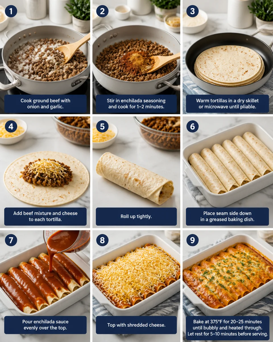 Cheesy Ground Beef Enchiladas