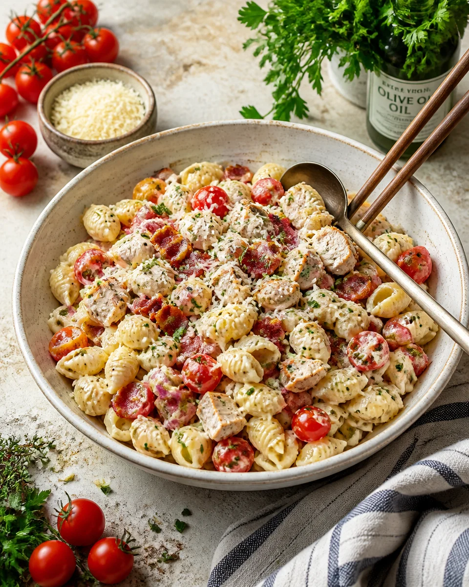 Chicken Bacon Ranch Pasta Salad