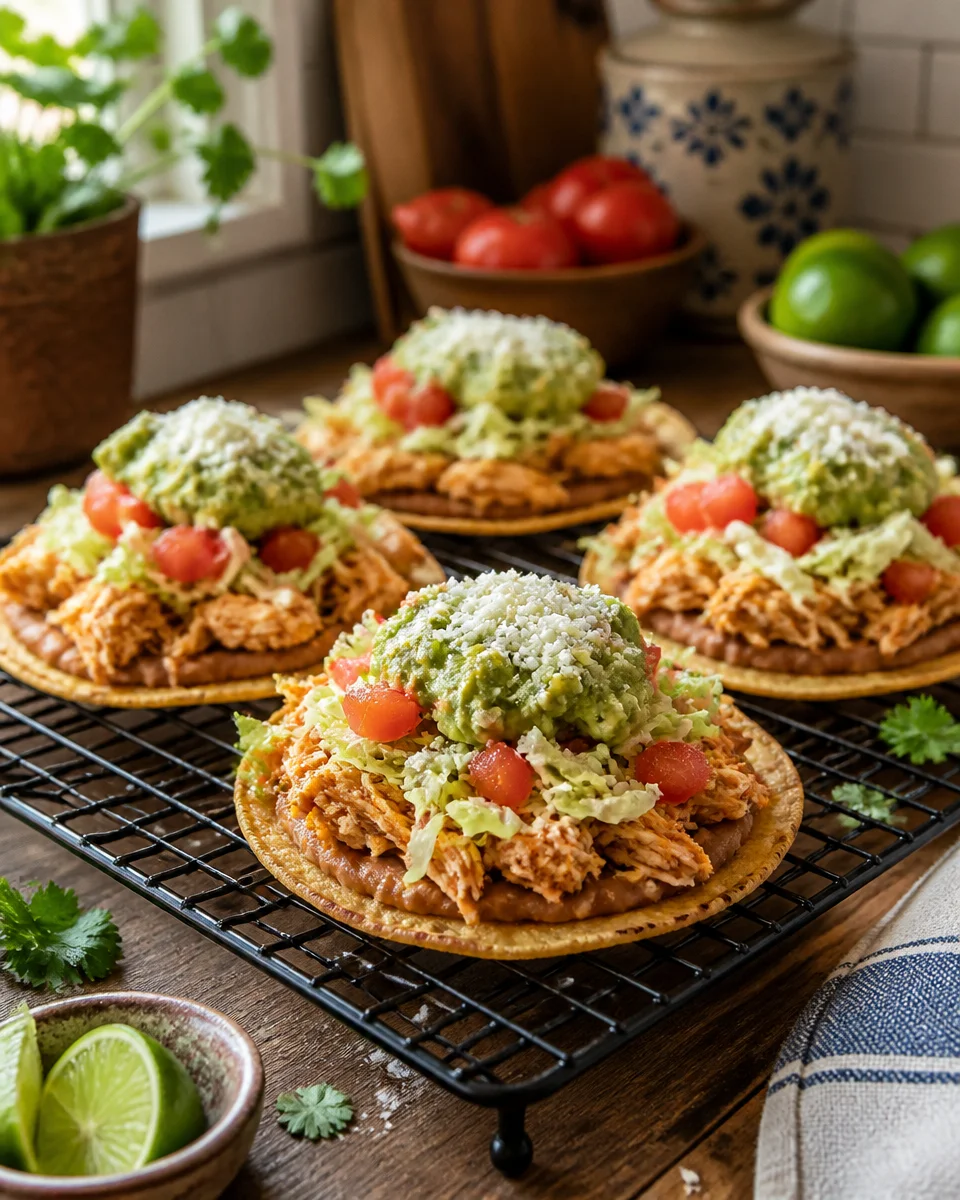 Chicken Tostadas with Refried Beans