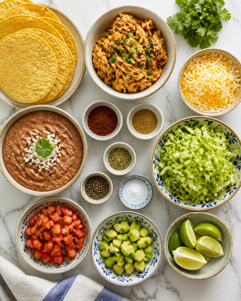 Chicken Tostadas with Refried Beans