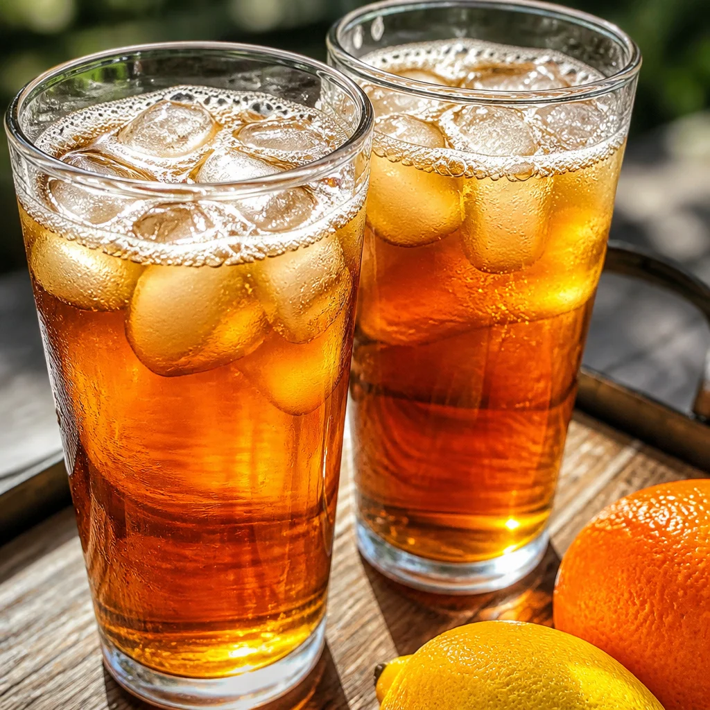 Homemade Copycat McDonald's Sweet Tea in a pitcher with ice cubes