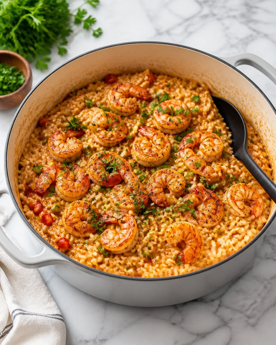 Creamy Cajun Shrimp and Rice Skillet