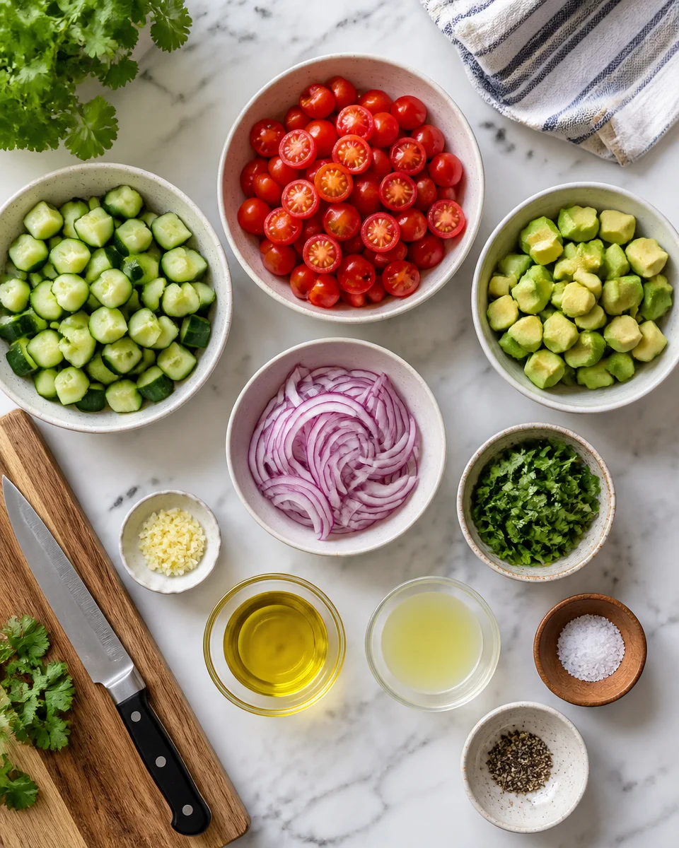 Cucumber Tomato Avocado Salad