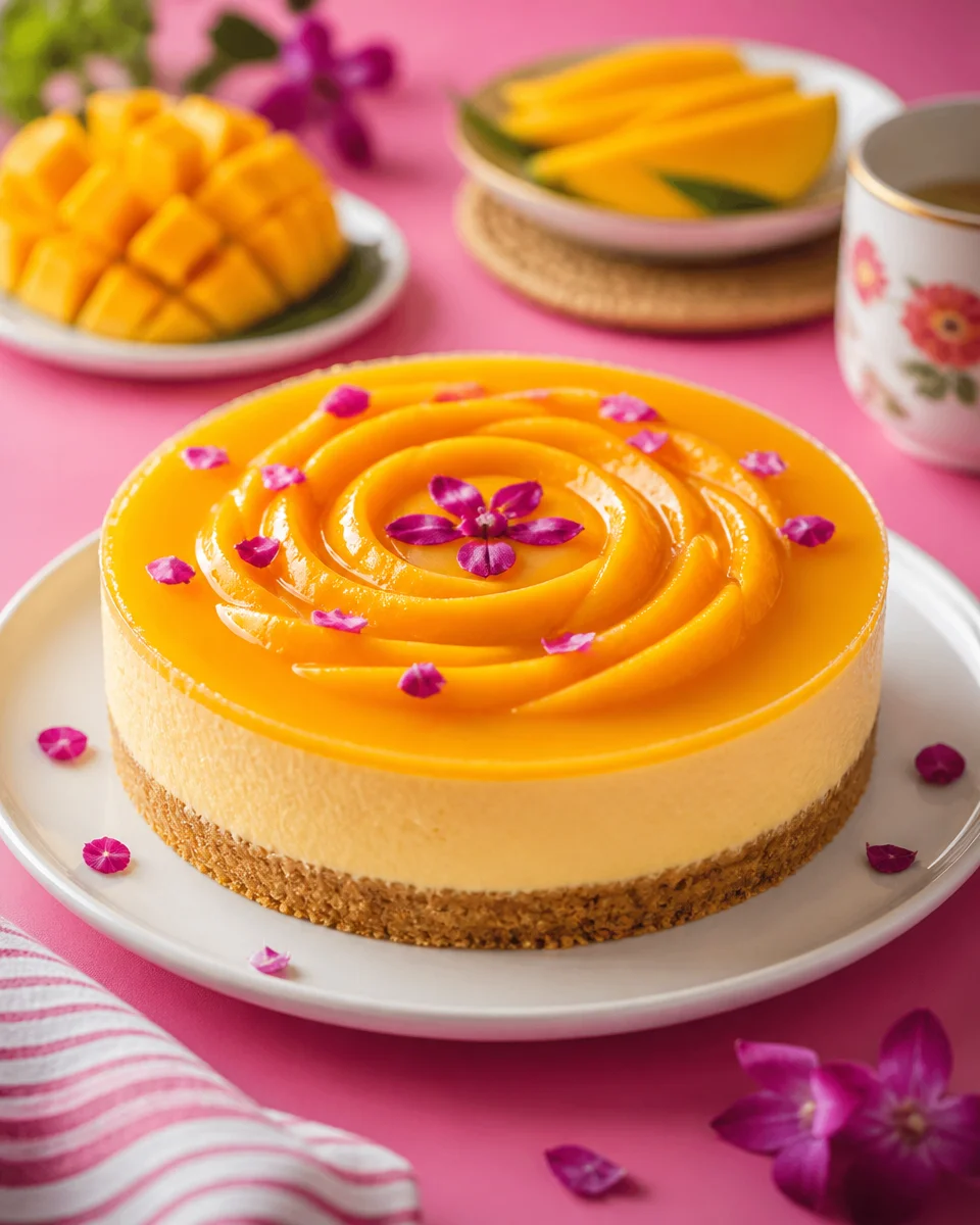 Easy Mango Cheesecake — No Bake Tropical Dessert