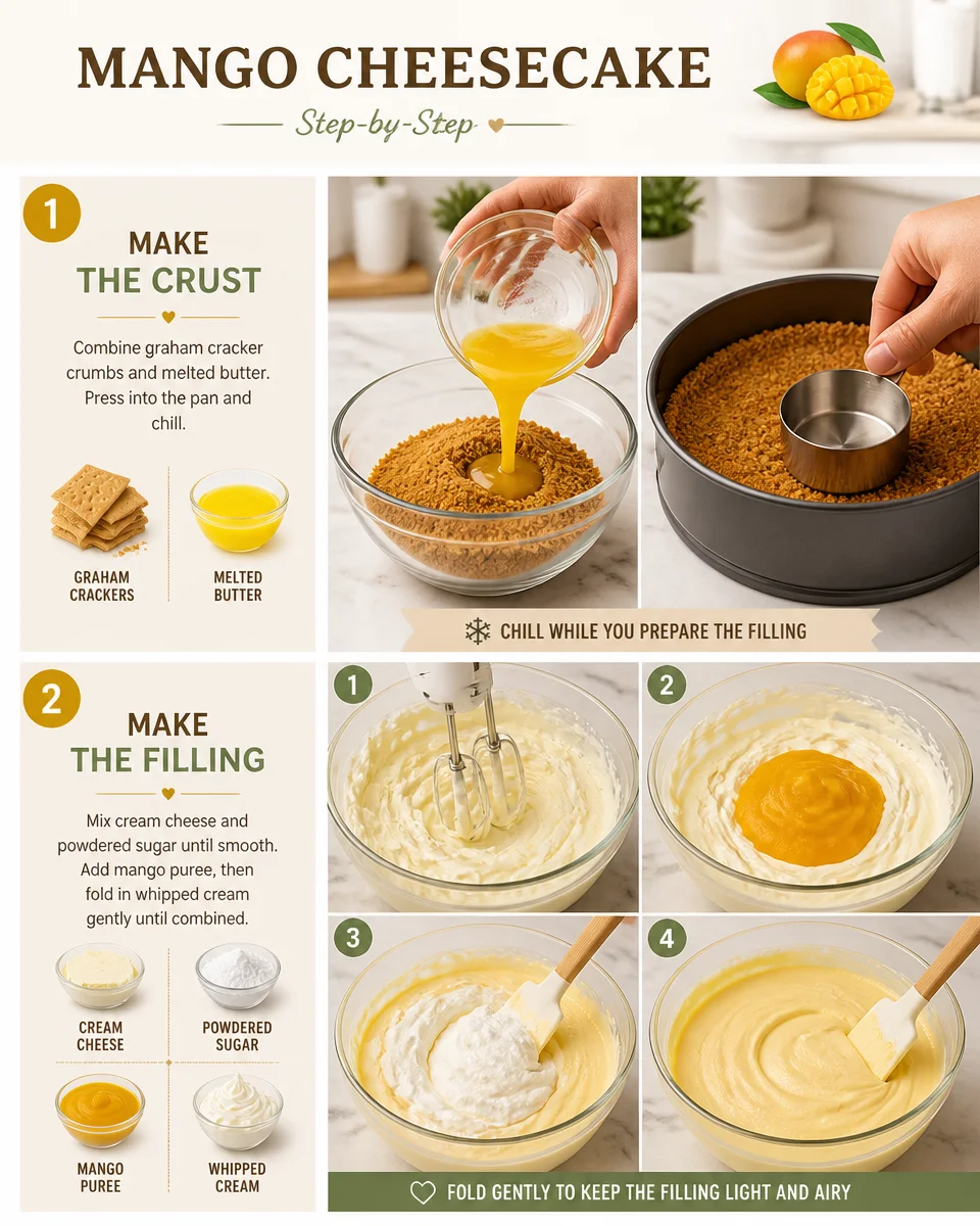 Easy Mango Cheesecake " No Bake Tropical Dessert "
