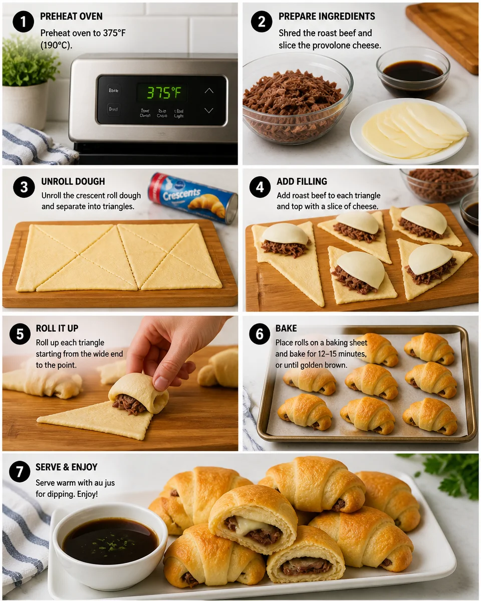 French Dip Crescent Rolls