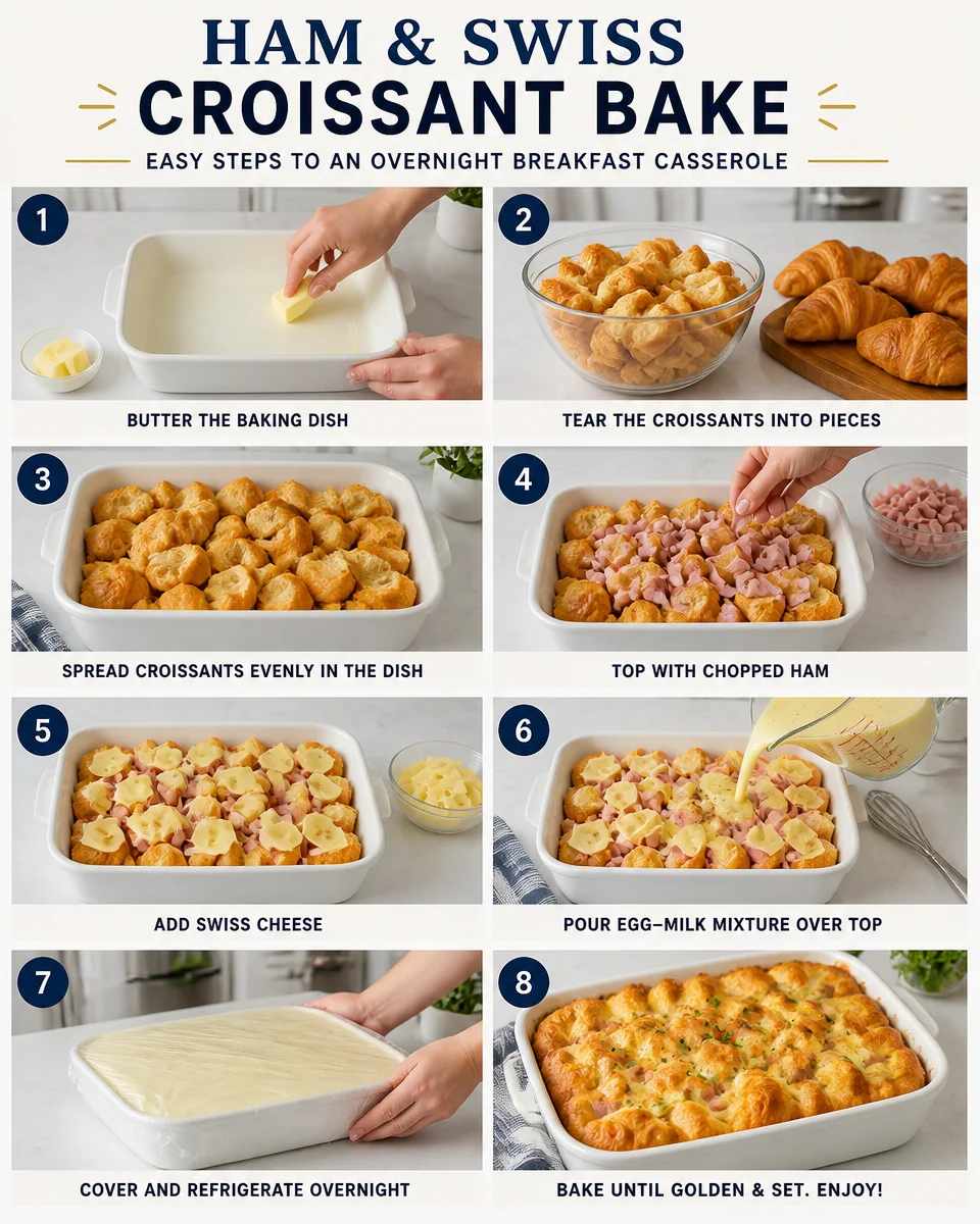 Ham and Swiss Croissant Bake