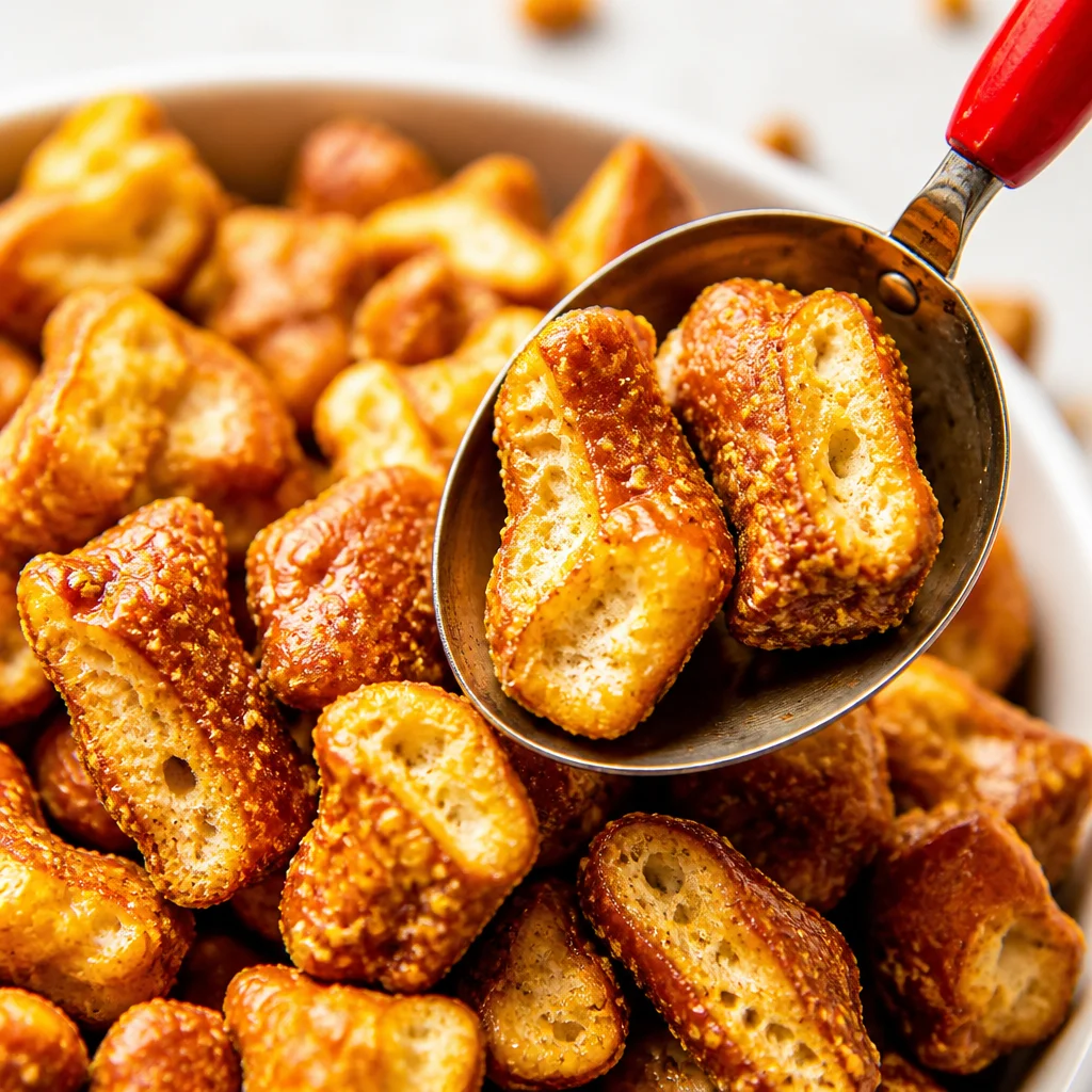 Delicious Honey Mustard Pretzel Bites in a bowl, seasoned with tangy mustard and sweet honey.