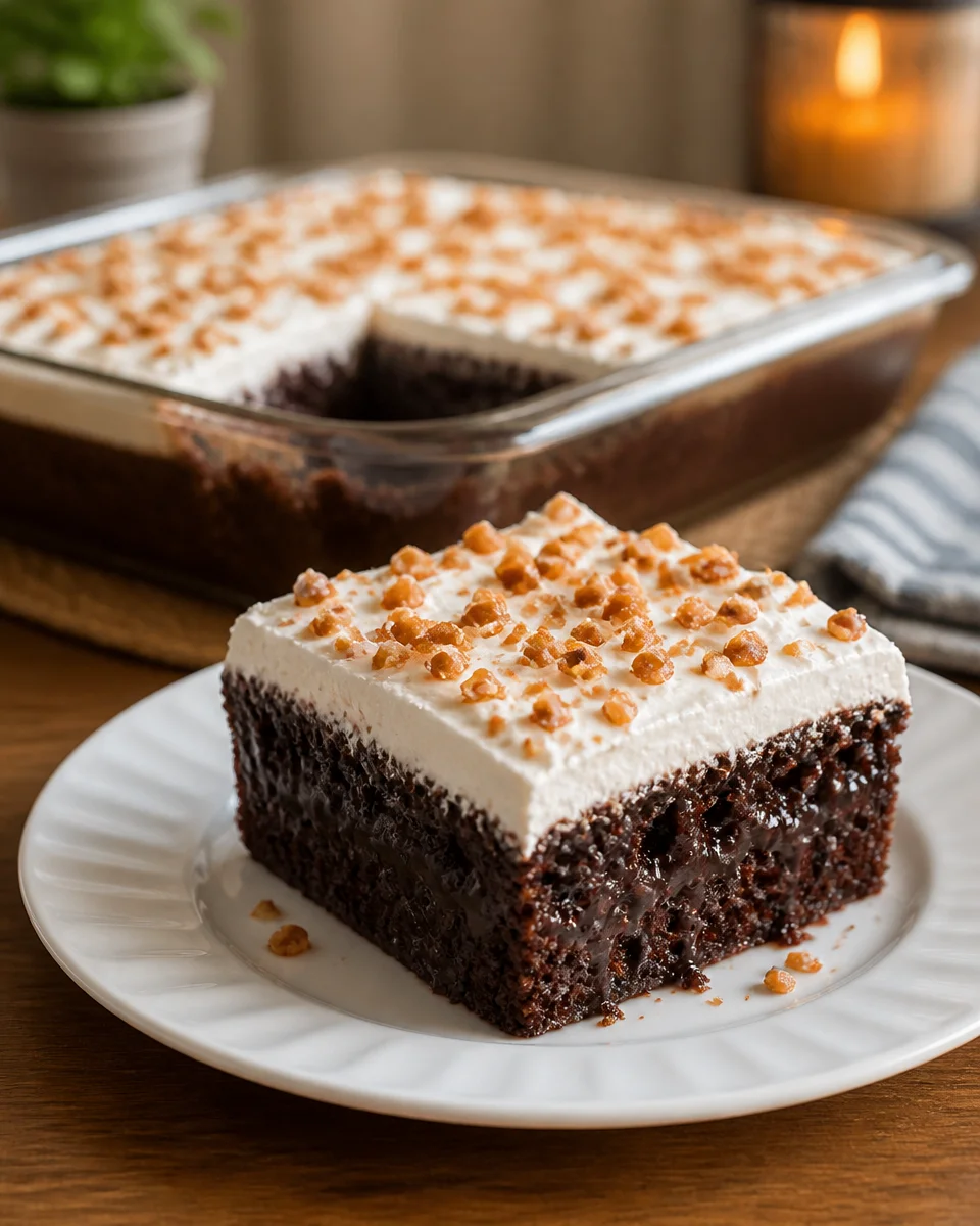 Hot Fudge Chocolate Poke Cake