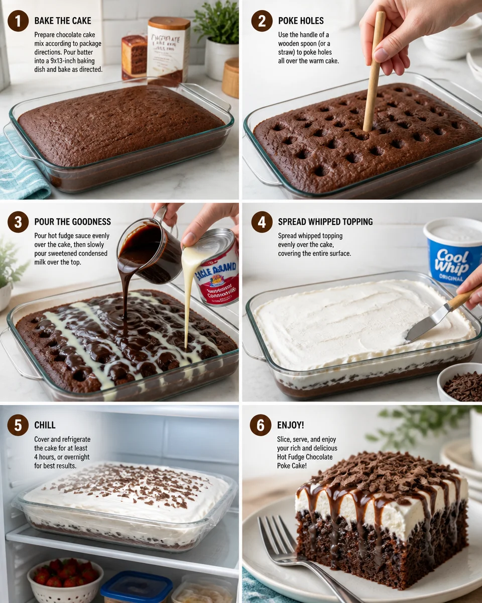 Hot Fudge Chocolate Poke Cake