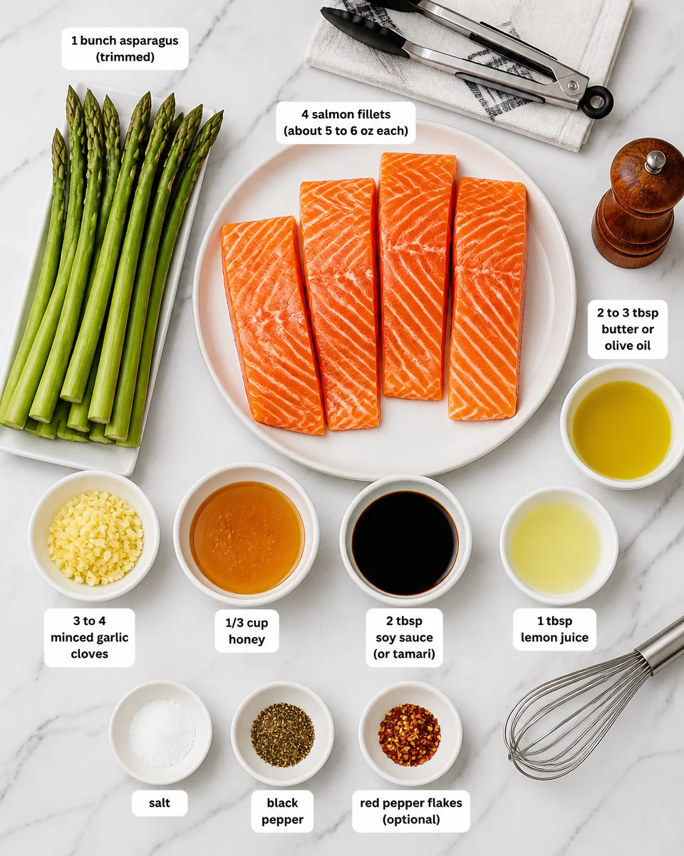 One Pan Honey Garlic Salmon with Asparagus