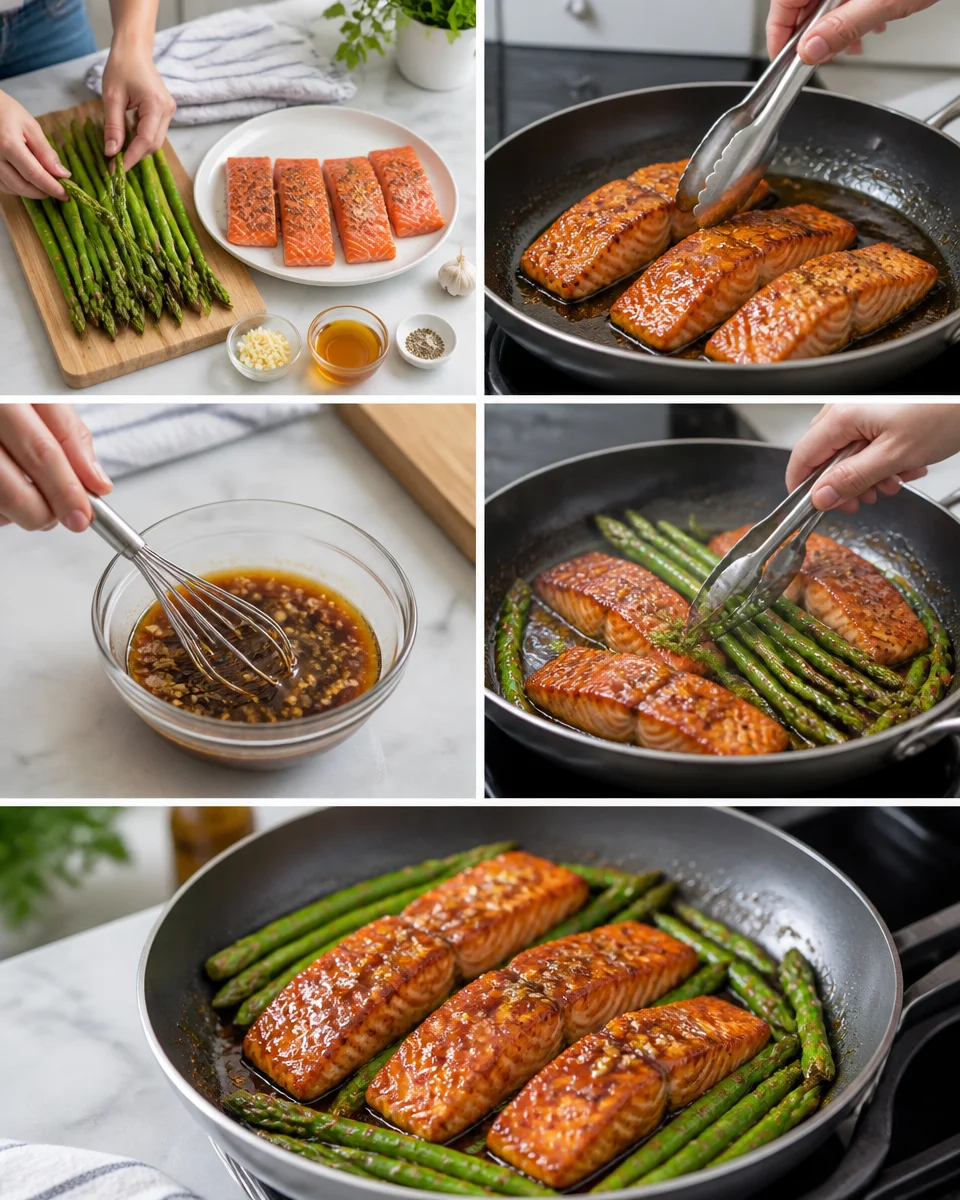 One Pan Honey Garlic Salmon with Asparagus