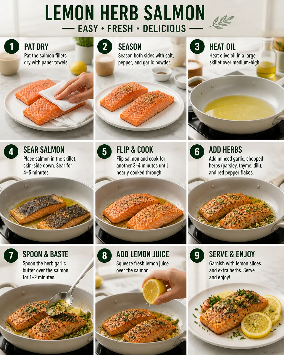 One Pan Lemon Herb Salmon with Orzo