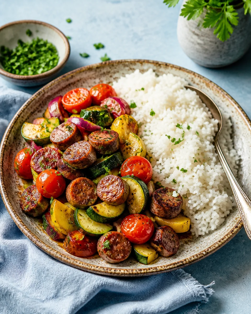 One Pan Sausage and Zucchini Pasta