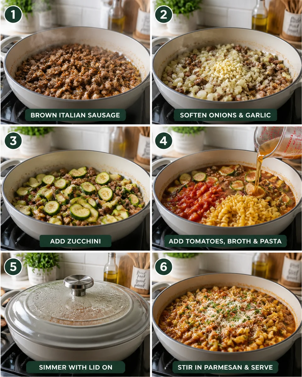 One Pan Sausage and Zucchini Pasta