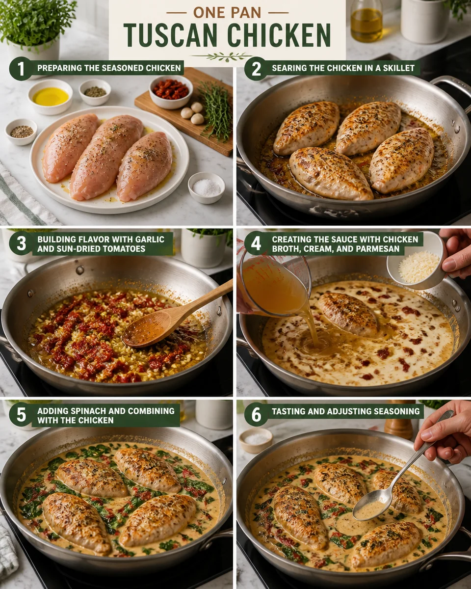 One Pan Tuscan Chicken with Sun-Dried Tomatoes
