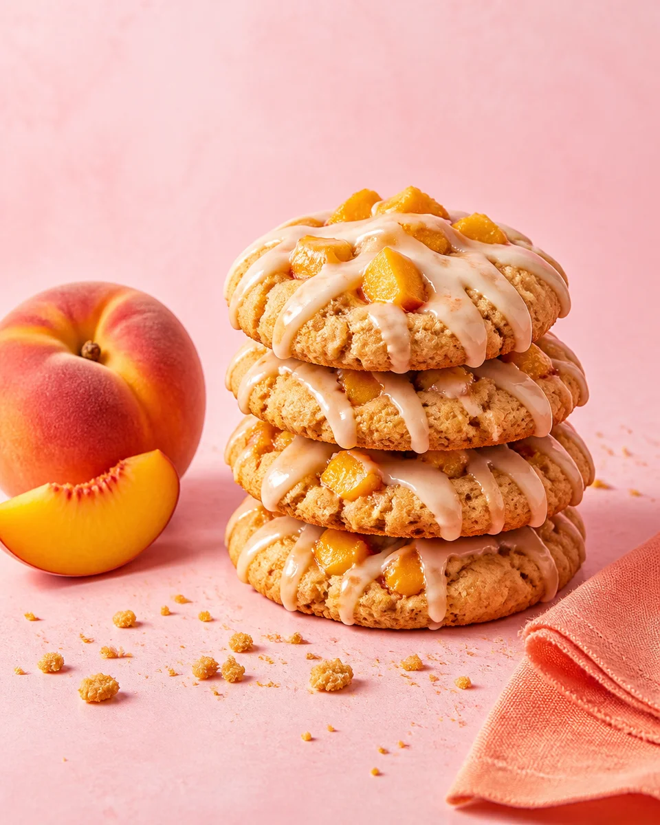 Peach Cobbler Cookies with Cinnamon Glaze