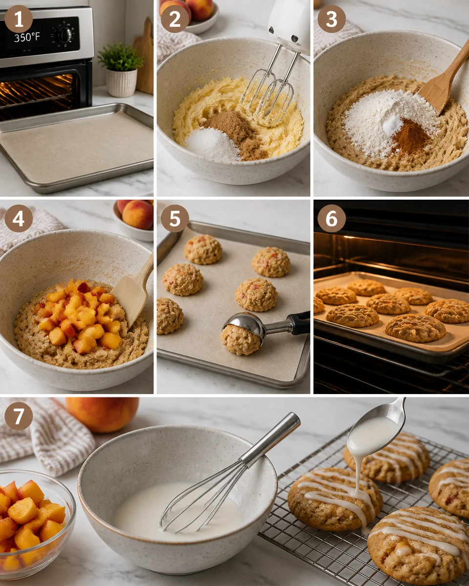 Peach Cobbler Cookies with Cinnamon Glaze