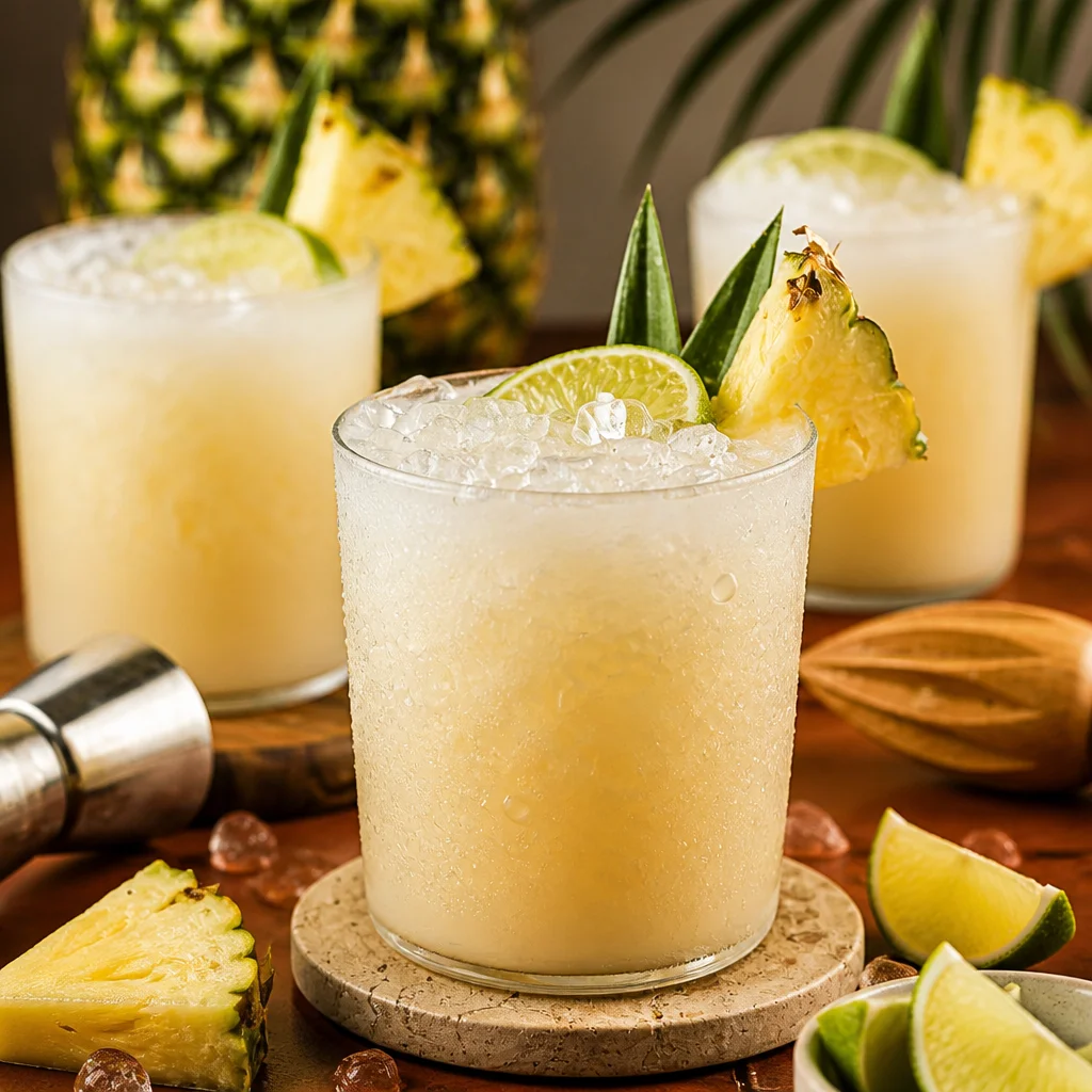Refreshing Pineapple Coconut Mocktail made with pineapple juice and coconut milk.