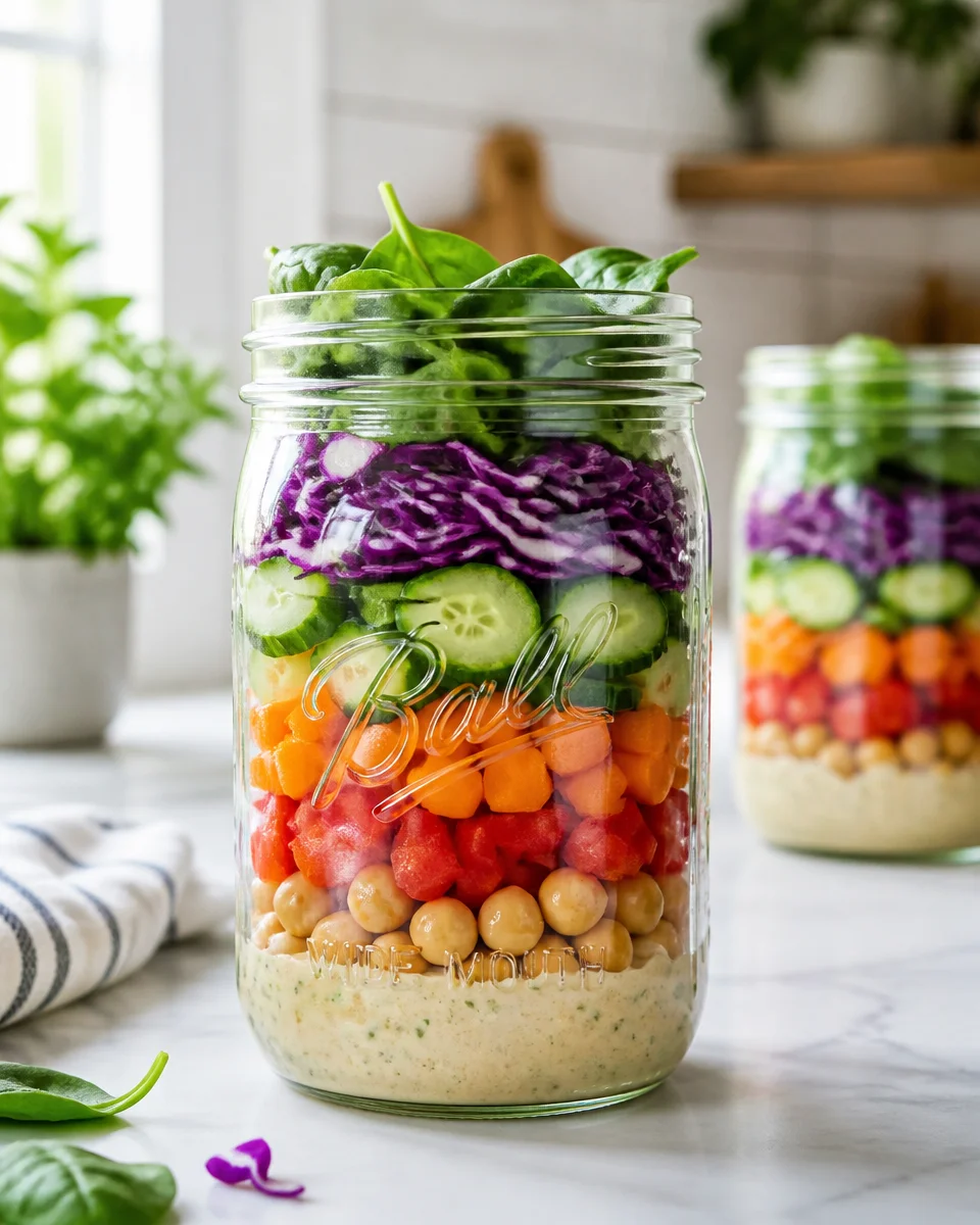 Rainbow Veggie Mason Jar Salad
