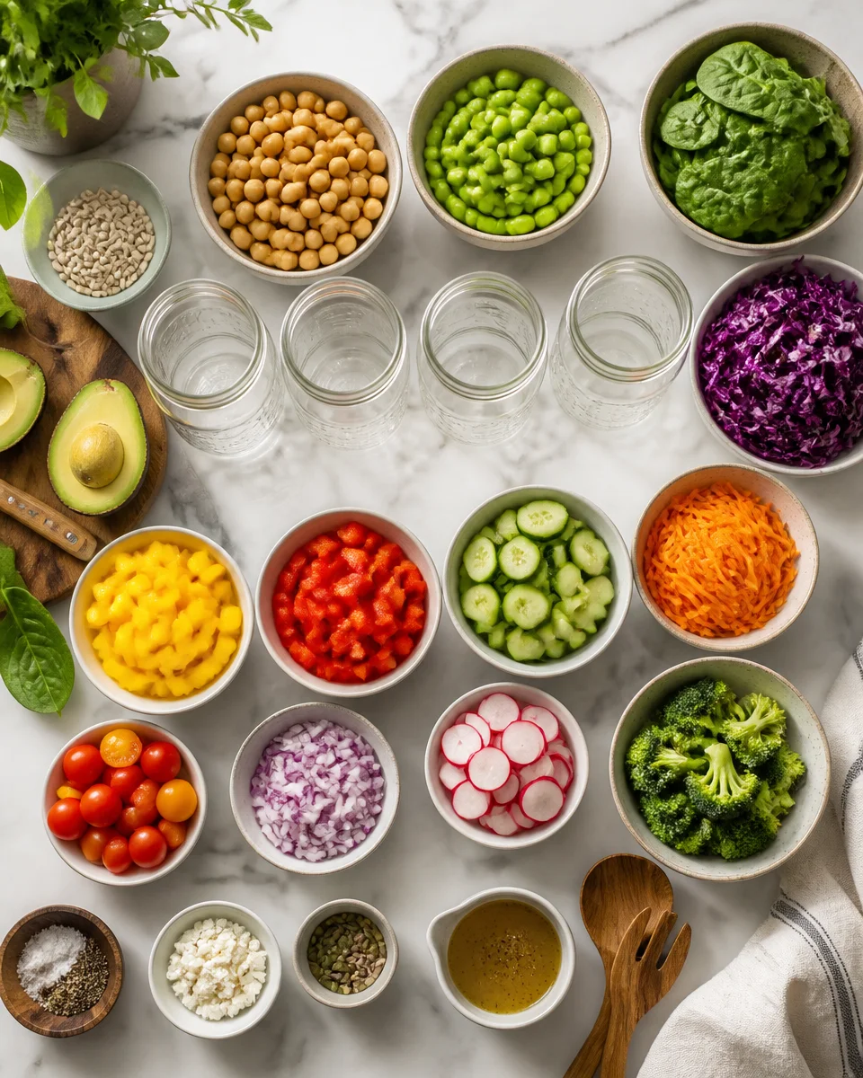 Rainbow Veggie Mason Jar Salad