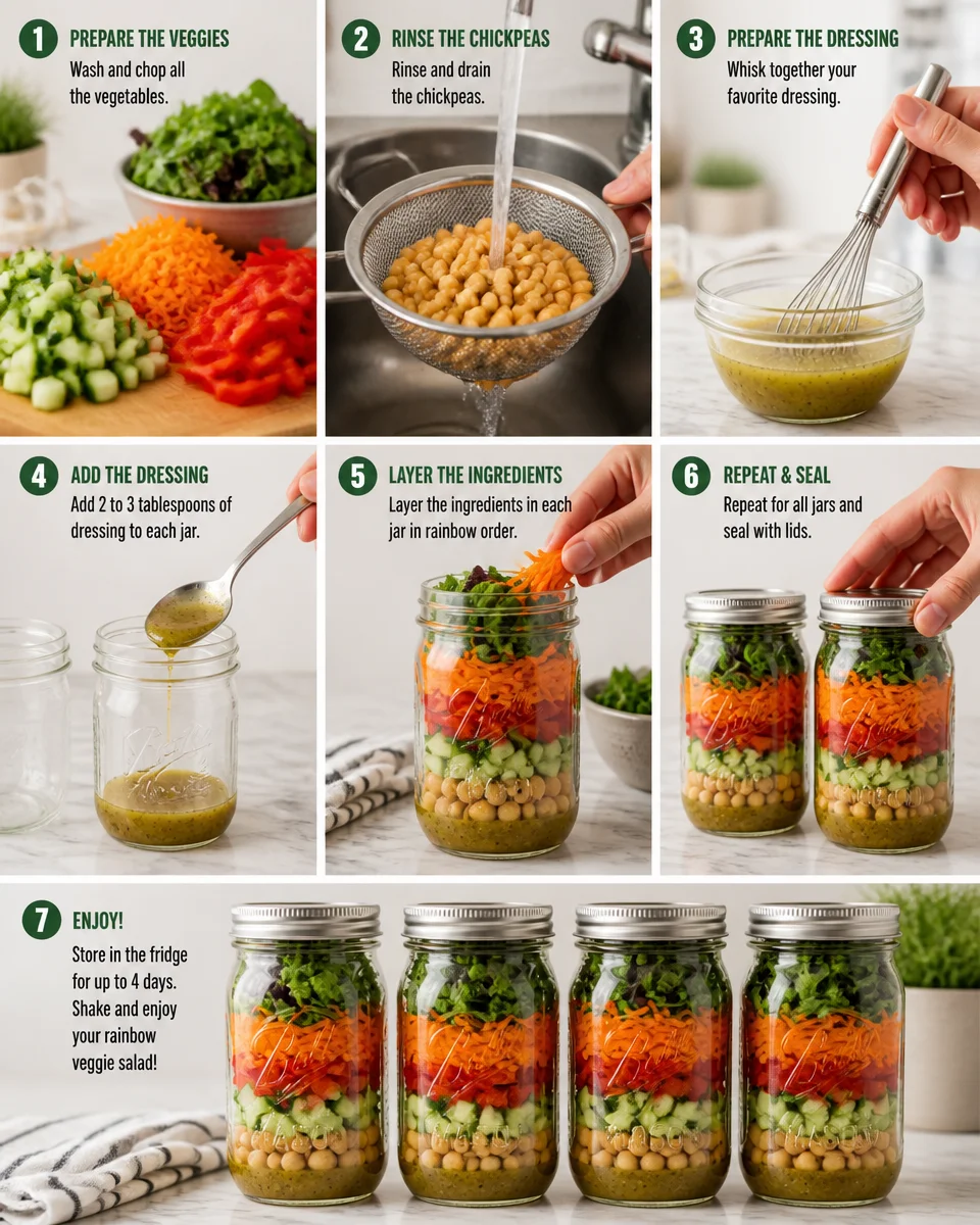 Rainbow Veggie Mason Jar Salad