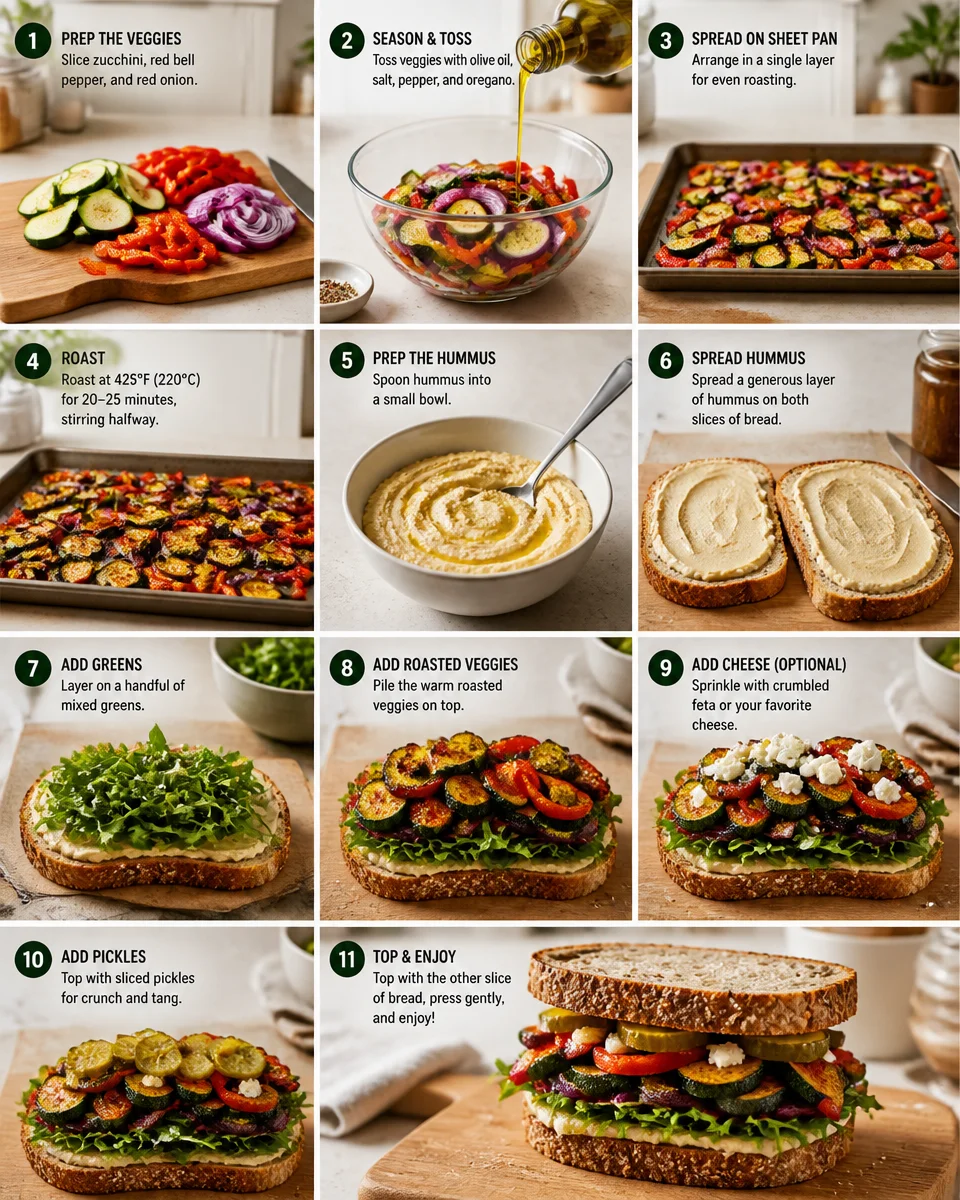 Roasted Veggie and Hummus Sandwich