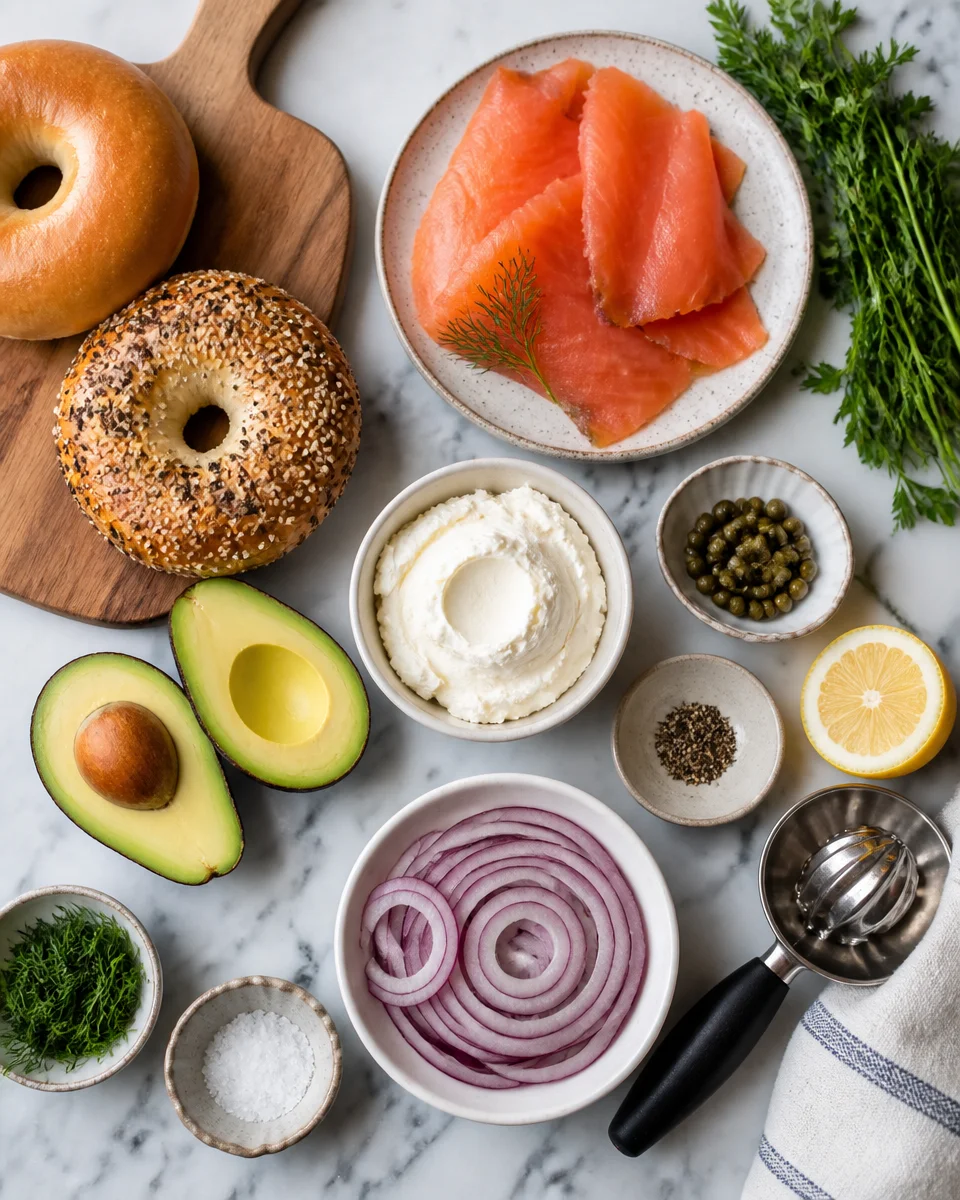 Smoked Salmon Avocado Bagel