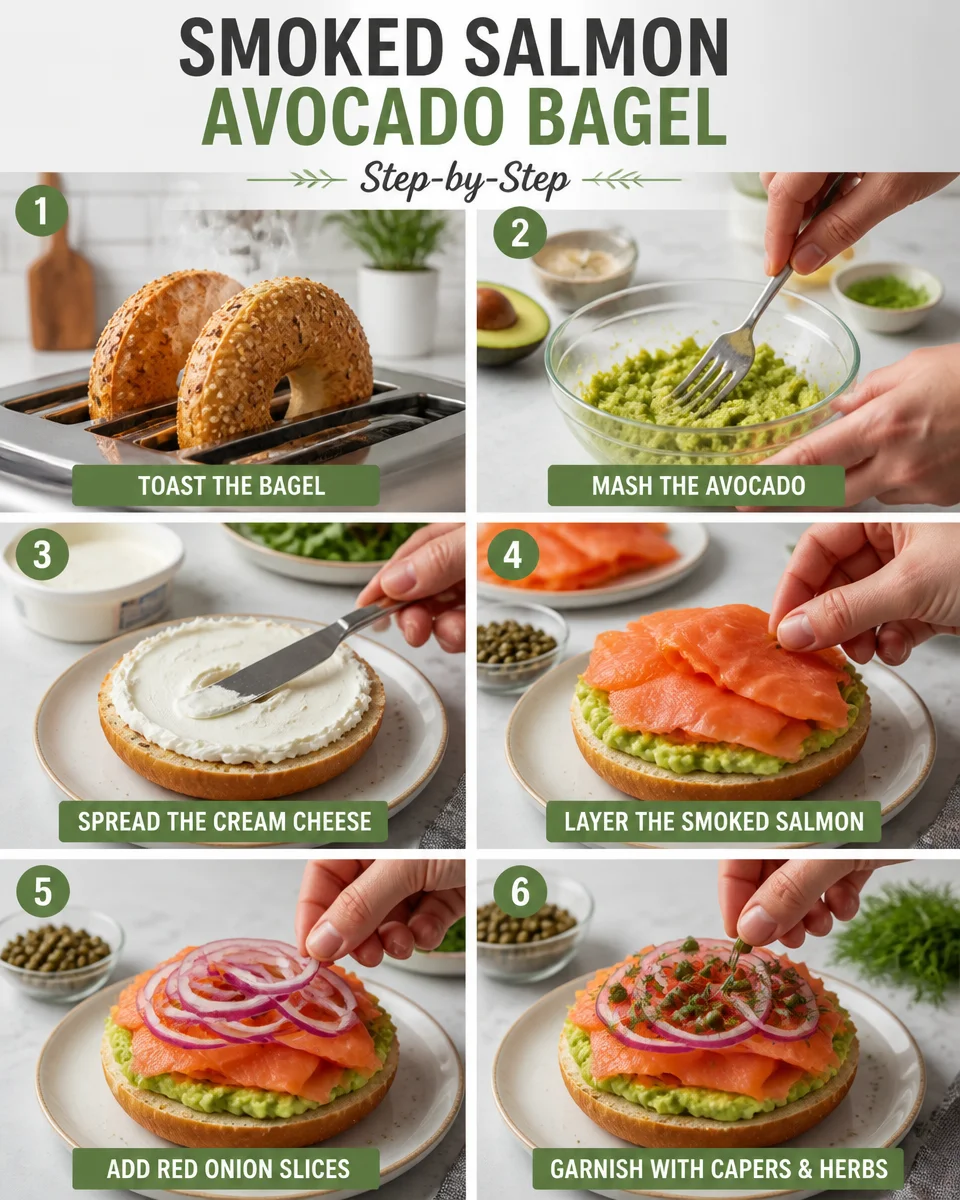 Smoked Salmon Avocado Bagel