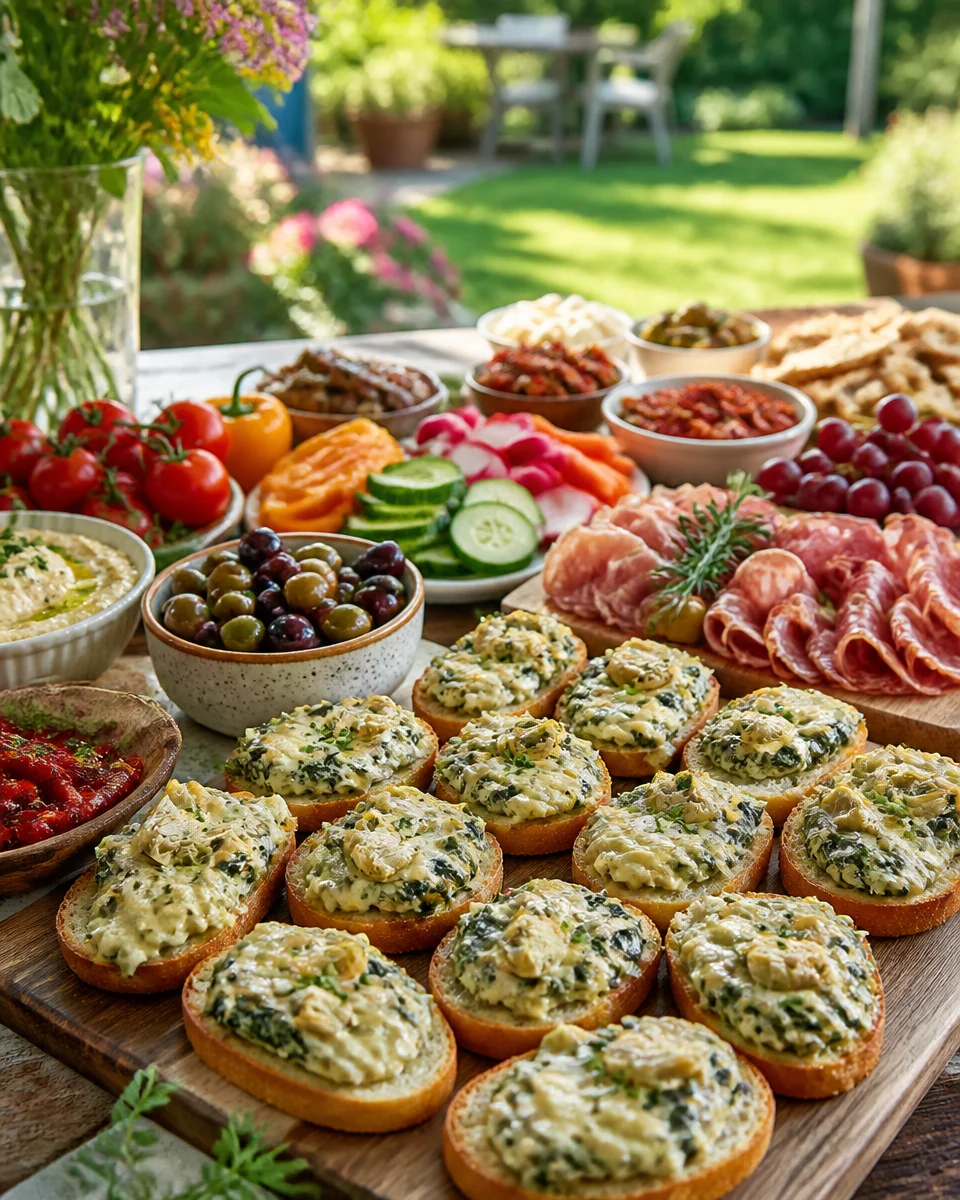 Spinach Artichoke Crostini