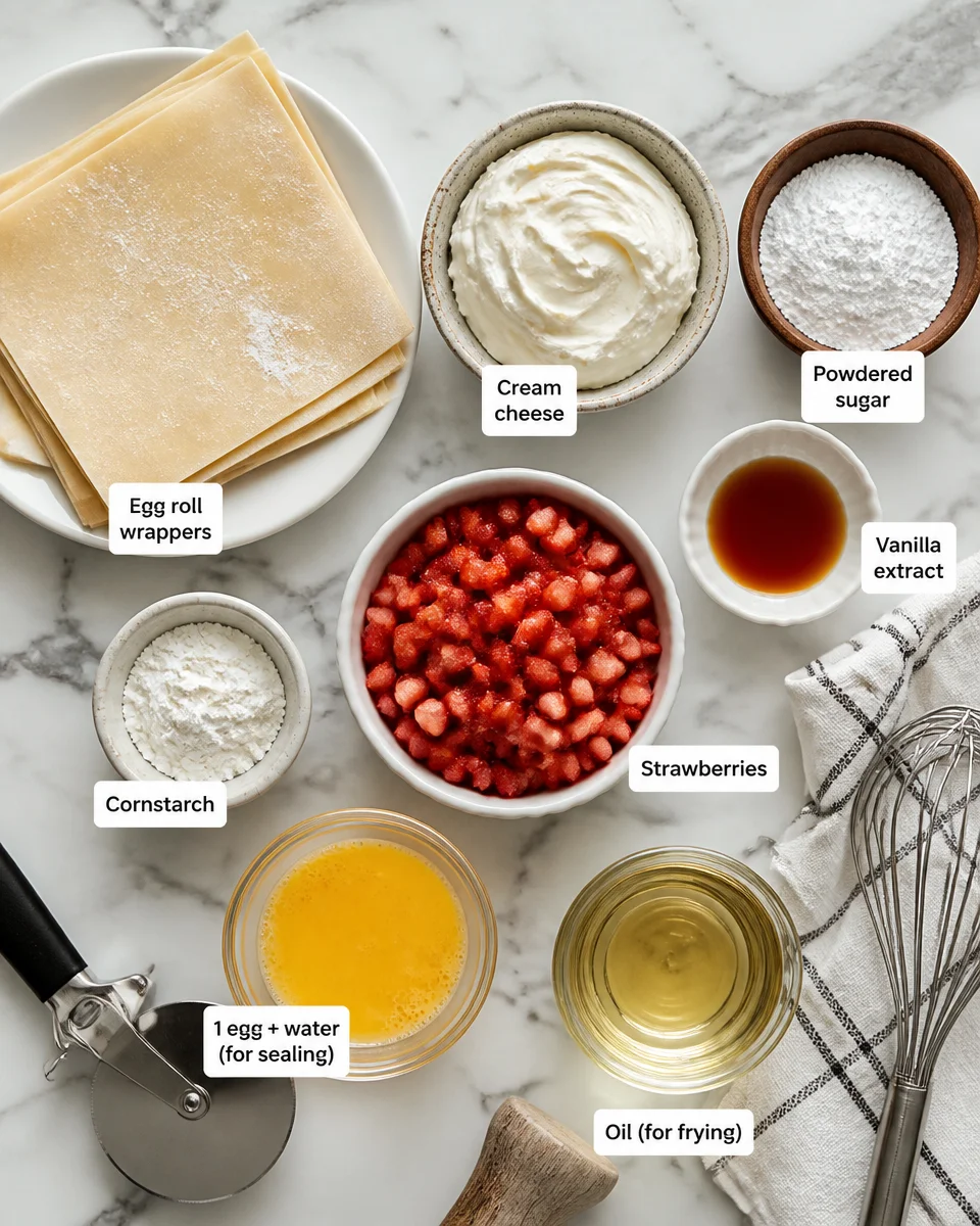 Strawberry Cheesecake Spring Rolls (Fried)