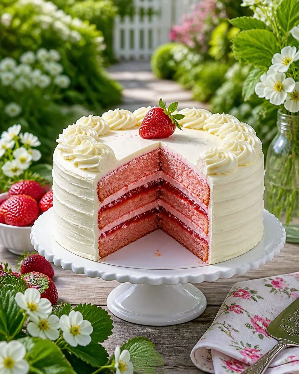 White Chocolate Strawberry Cake