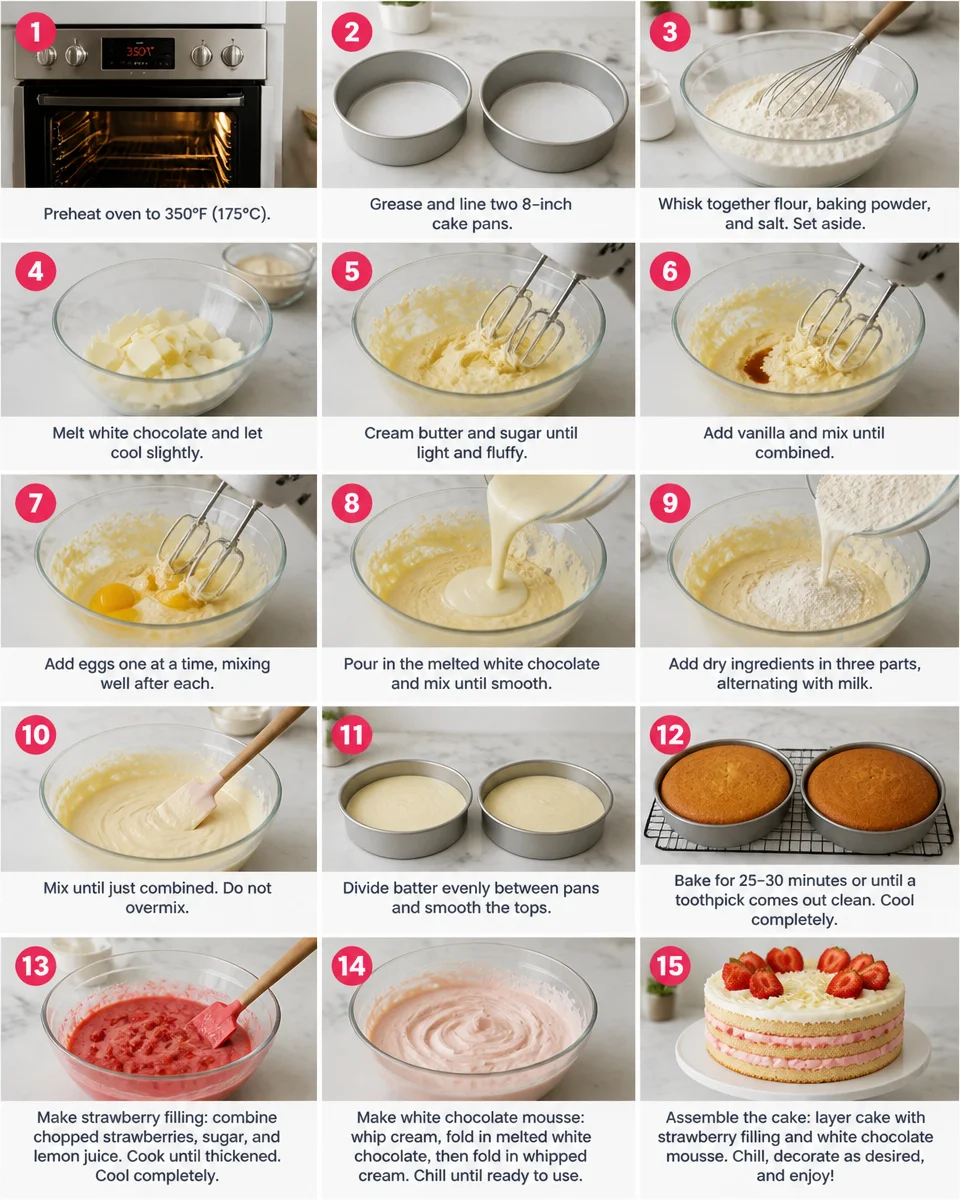White Chocolate Strawberry Cake