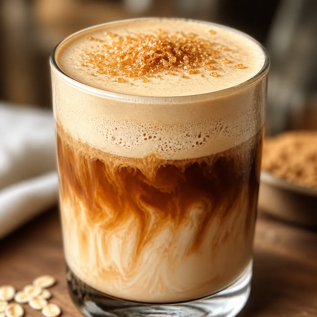Delicious Brown Sugar Oat Milk Cold Foam topping for iced espresso drinks
