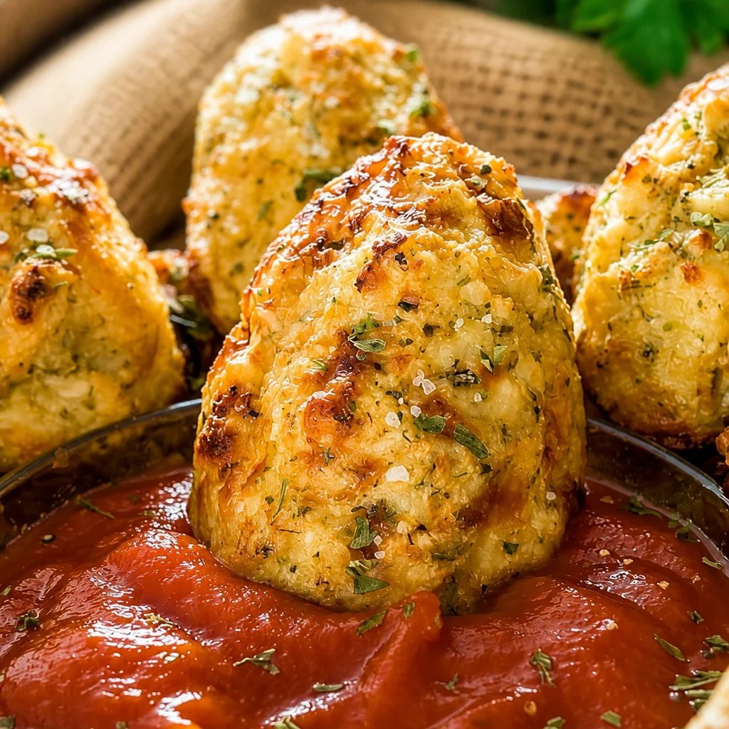 Baked Cheesy Cauliflower Tots served with zesty yogurt dip, a healthy snack option.